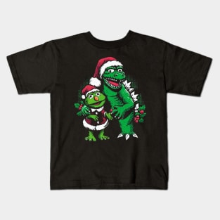 Muppets & Godzilla celebrating Christmas Kids T-Shirt